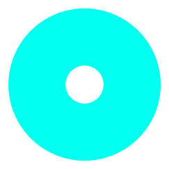 Architecture Fringe's logo which is a cyan donut